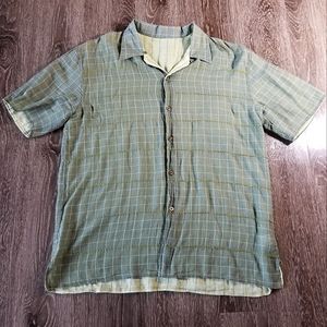 BritishIndia Reversible Window Pane Lightweight Green Cotton Shirt Size Medium